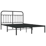 Metal Bed Frame without Mattress with Headboard Black 150x200cm 352580