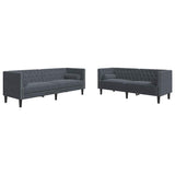 Living Room Couch 2 pcs Dark Grey 194 x 74.5 x 70.5 cm Velvet 3385865