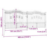 Fence Gate KAMPEN with Spear Top Black 394.5x150 cm Steel 151102