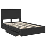 Storage Bed with Headboard Black 135 x 190 cm Engineered Wood 3409560