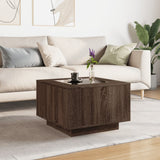 Coffee Table with LED Brown Oak 60x60x40 cm Engineered Wood 847573