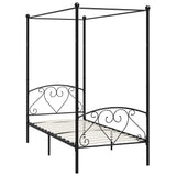 Canopy Bed Frame without Mattress Black Metal 120x200 cm 284435