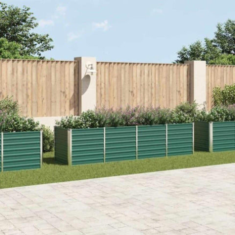 Garden Raised Bed Galvanised Steel 320x80x77 cm Green 44845