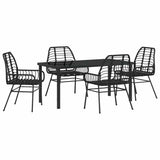 Garden Dining Set 5 pcs Black Poly Rattan 3380844