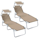 Sun Lounger Folding 2 pcs Taupe 58 x 188 x 77cm Polyester 42003063