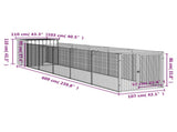Dog House with Run Light Grey 110x609x110 cm Galvanised Steel 3189085