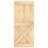 Sliding Door Natural and Black 90 x 210 cm Solid Pine Wood 3444982