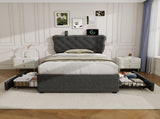 3ft Single Upholstered Bed with Rivet Design and Charging Station, Two Storage Drawers, Adjustable N652P412012G