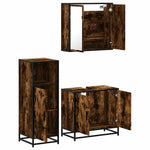 ZNTS 3 Piece Bathroom Furniture Set Smoked Oak Engineered Wood 3300947