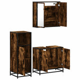 3 Piece Bathroom Furniture Set Smoked Oak Engineered Wood 3300947