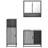 ZNTS 3 Piece Bathroom Furniture Set Grey Sonoma Engineered Wood 3300998