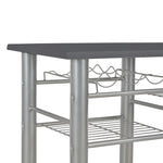 ZNTS 3 Piece Bar Set with Shelves Wood and Steel Black 284400