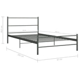 Bed Frame Grey Metal Single Sturdy Bed Frame Rectangular 286493