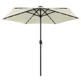 Garden Parasol with LED Lights and Aluminium Pole 270 cm Sand White 47353