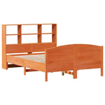 ZNTS Bookcase Bed without Mattress Wax Brown 135x190 cm Double Solid Wood Pine 3323115