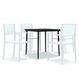 Garden Dining Set White and Black Powder-Coated Steel, Plastic 3099270