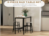 3 Piece Bar Table Set with 2 Stools, Industrial Bar Table and Stool Set, Dining Table and Chair Set, T3398P344529