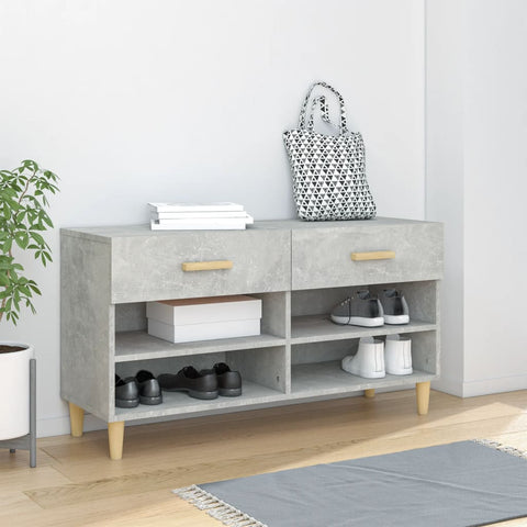 Shoe Cabinet Concrete Grey 102x35x55 cm Engineered Wood 812820