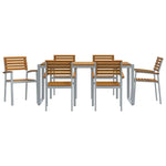 Garden Dining Set 7 pcs Grey and brown Solid acacia wood 3284364