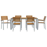 Garden Dining Set 7 pcs Grey and brown Solid acacia wood 3284364