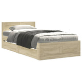 Bed Frame with Headboard without Mattress Sonoma Oak 90x190 cm Single 3295613