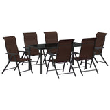Garden Dining Set 7 pcs Brown Powder-Coated Steel 3379265