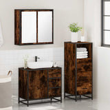 3 Piece Bathroom Furniture Set Smoked Oak Engineered Wood 3301017