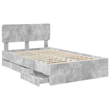 Bed Frame Concrete Grey 135 x 190 cm Engineered Wood 3412195