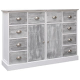 Sideboard with 10 Drawers Grey 113x30x79 cm Wood 284173