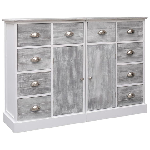 Sideboard with 10 Drawers Grey 113x30x79 cm Wood 284173