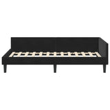 Corner Bed Frame Black 100 x 200 cm Velvet and Engineered wood 42016169