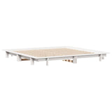 Bed Frame without Mattress White 200x200 cm Solid Wood Pine 3302262