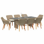 Garden Dining Set with Cushion 9 pcs Beige Poly Rattan 3261630