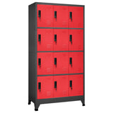 Locker Cabinet Anthracite and Red 90x45x180 cm Steel 339817