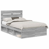 Bed Frame Grey Sonoma 120 x 190 cm Solid Pine Wood 3411773