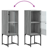 Side Cabinet with Glass Doors Grey Sonoma 35x37x100 cm 836558