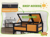 Wooden Tortoise House, with Shelter, Run, Shelf, Lamp Holder, Tray, Yellow T3398P350002