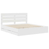 Bed Frame with Drawer White 200 x 200 cm Engineer Wood 3411808