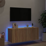 TV Wall Cabinet with LED Lights Sonoma Oak 100x35x41 cm 837325