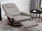 360&deg Swivel Recliner Chair with Footstool, Manual Recliner Armchair with Wooden Base, Faux T3398P328115