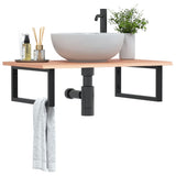 Basin Shelf Wall Mounted Steel and Solid Wood Oak 3302609