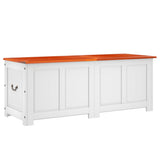 Storage Chest with Lid Brown and White Solid Wood Acacia 364921