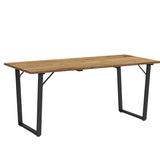6 Seater Wooden Garden Dining Table, 175 x 80 cm Rectangular Outdoor Dining Table with 5cm Parasol T3398P377588