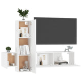 3 Piece TV Cabinet Set White Engineered Wood 3078656