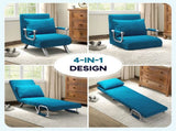 4-in-1 Faux Suede Chair Bed - Blue T3398P328337