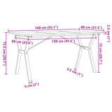 Dining Table Y-Frame 140x80x75.5 cm Solid Wood Pine and Steel 3282786