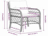 Garden Dining Set with Cushion 3 pcs Grey and Black Rattan 3380246