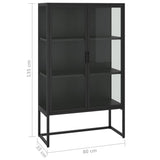 Highboard Black 80x35x135 cm Steel and Tempered Glass 335883