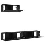 TV Cabinet Set Wall-mounted 3 pcs Black Oak Engineered Wood 3332537