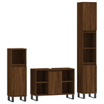 ZNTS 3 Piece Bathroom Furniture Set Brown Oak Engineered Wood 3190314